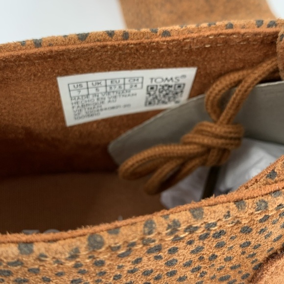 TOMS Kala wedge ankle boots booties lace-up mini Cheetah suede shoe brown new 7 - Picture 8 of 8